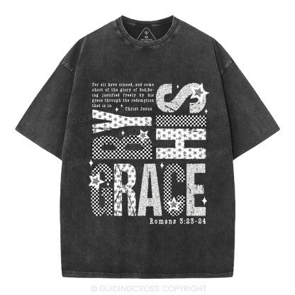 By His Grace Christian Washed T-Shirt