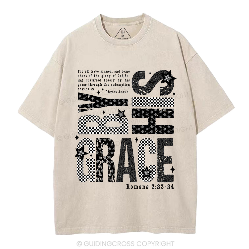 By His Grace Christian Washed T-Shirt