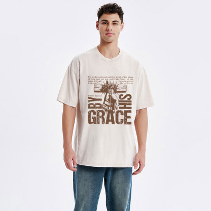 By His Grace Christian Washed T-Shirt