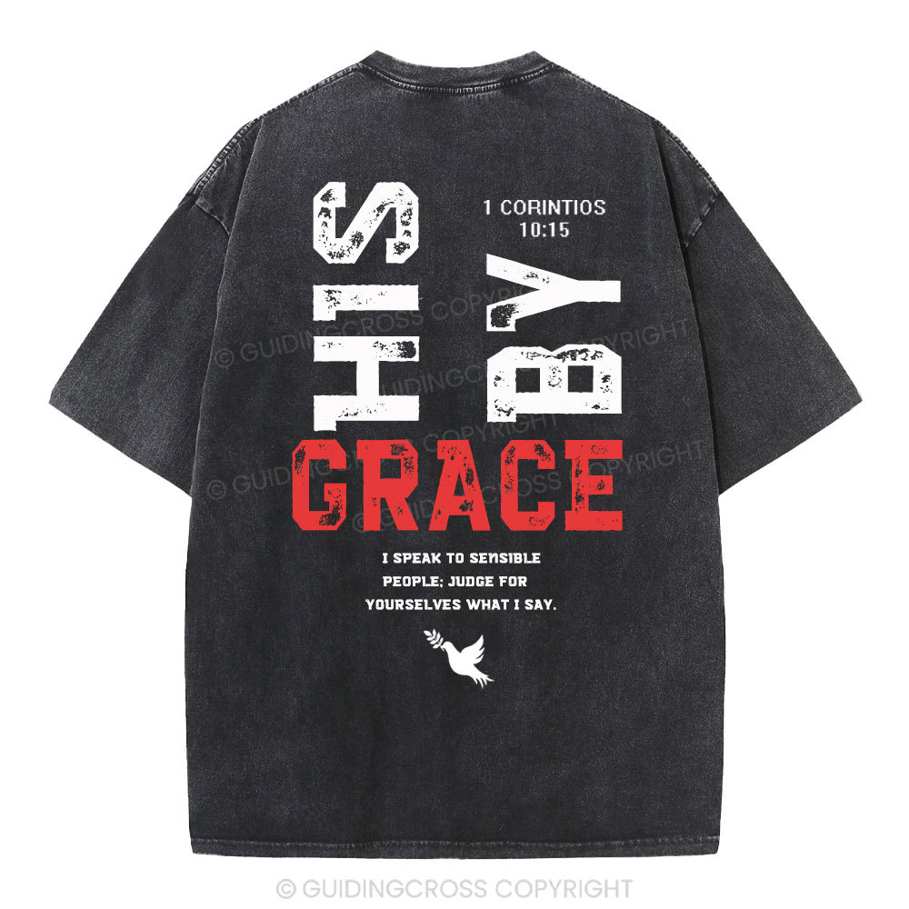 By His Grace Christian Washed T-Shirt