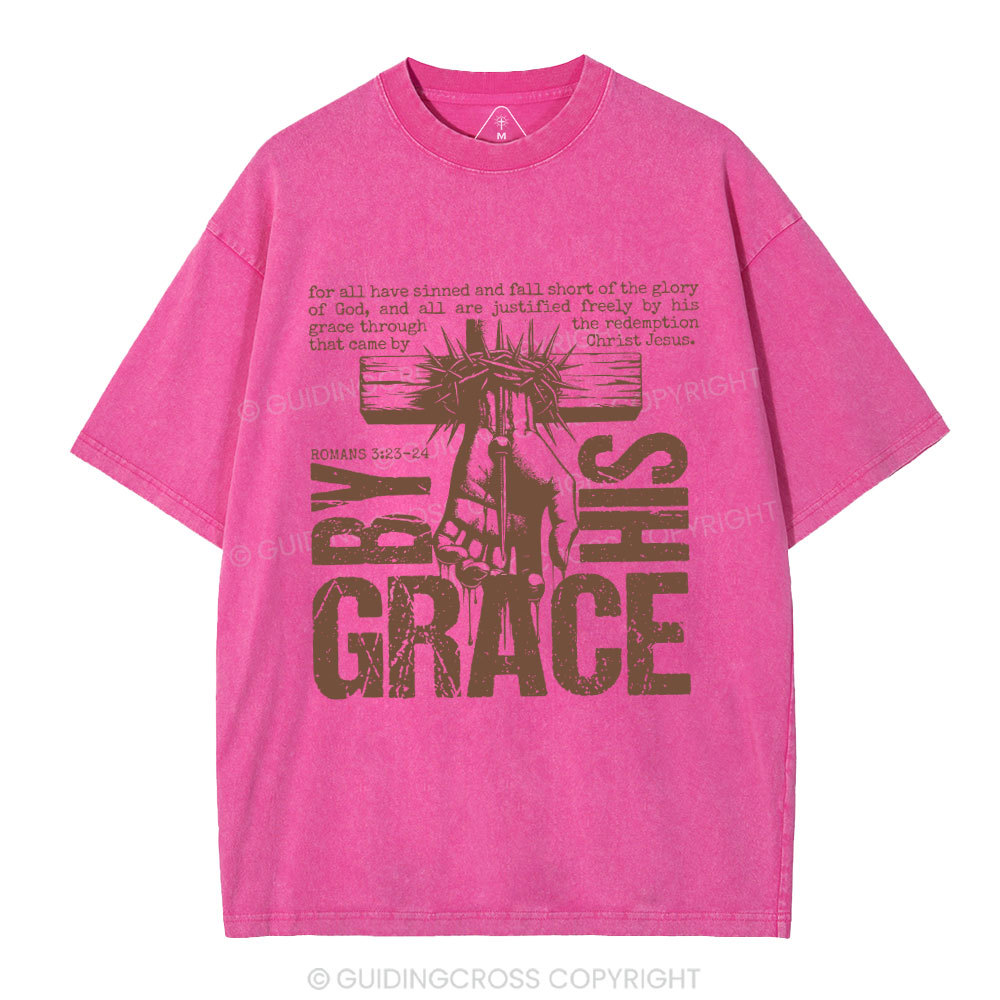 By His Grace Christian Washed T-Shirt