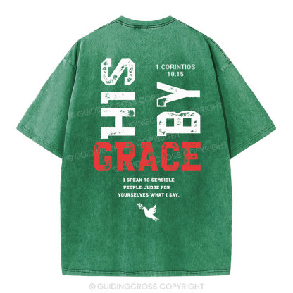 By His Grace Christian Washed T-Shirt