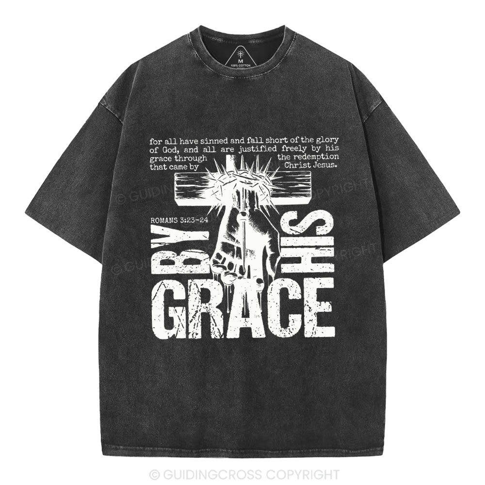 By His Grace Christian Washed T-Shirt