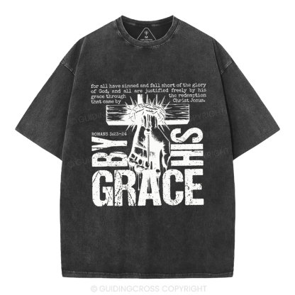 By His Grace Christian Washed T-Shirt