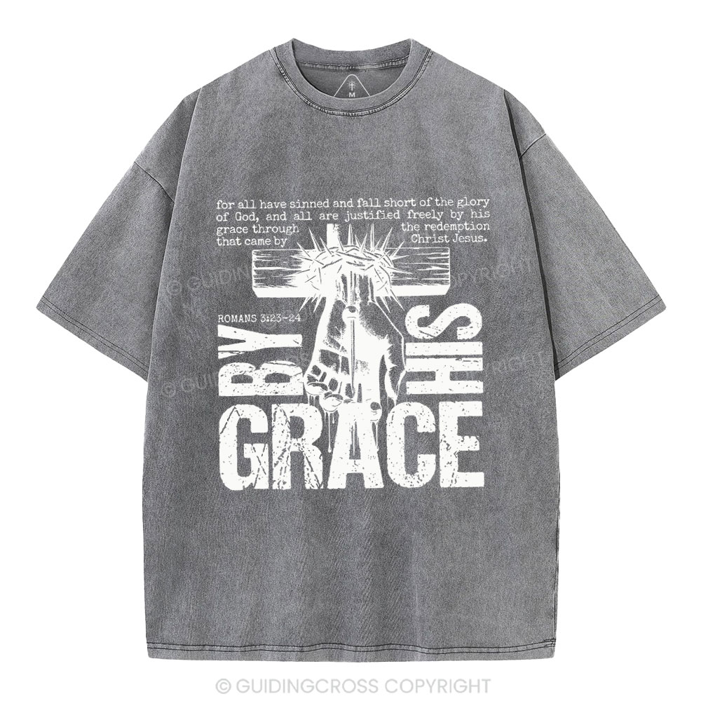 By His Grace Christian Washed T-Shirt