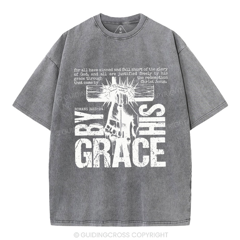 By His Grace Christian Washed T-Shirt