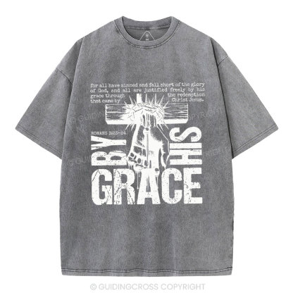 By His Grace Christian Washed T-Shirt