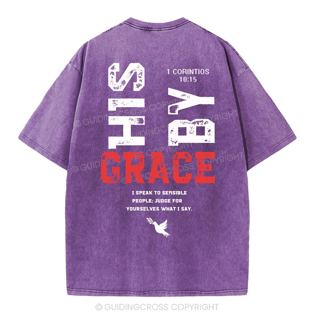 By His Grace Christian Washed T-Shirt