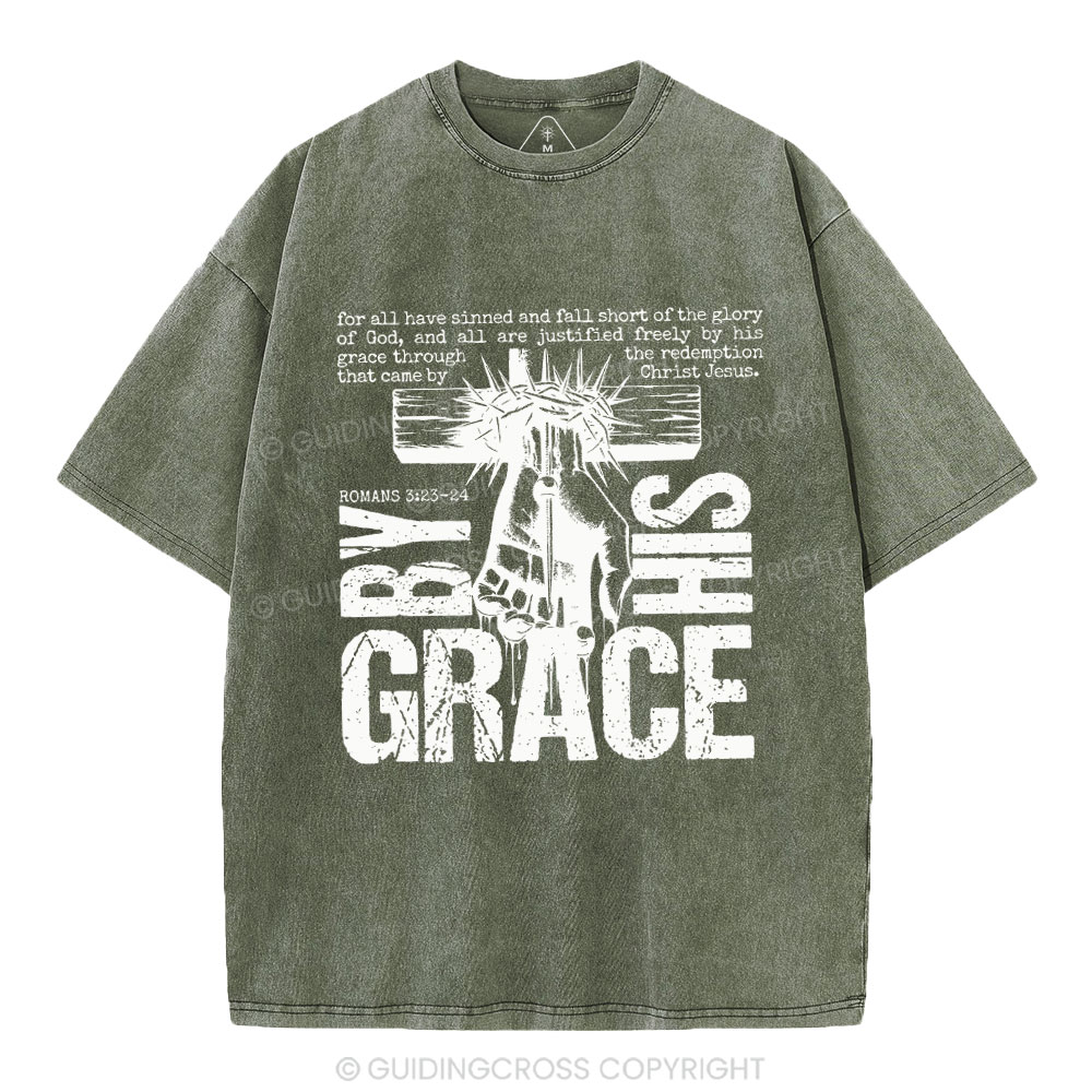 By His Grace Christian Washed T-Shirt