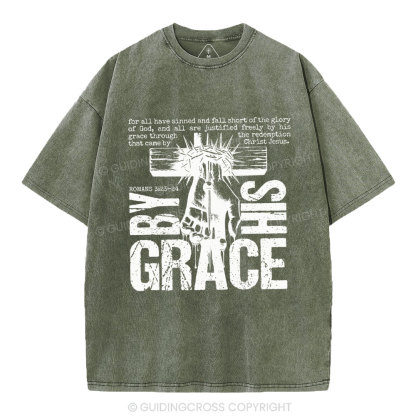 By His Grace Christian Washed T-Shirt