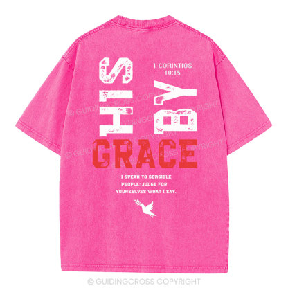 By His Grace Christian Washed T-Shirt