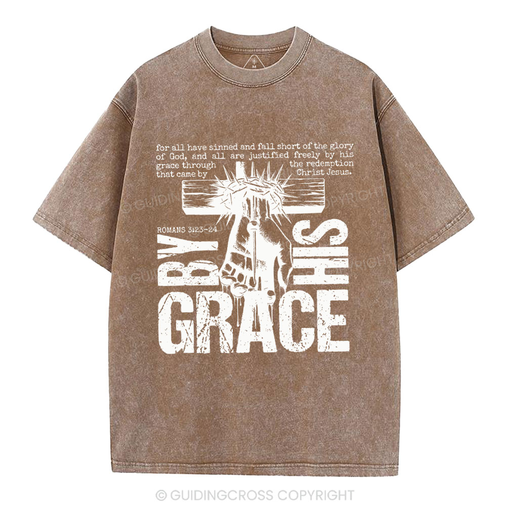 By His Grace Christian Washed T-Shirt