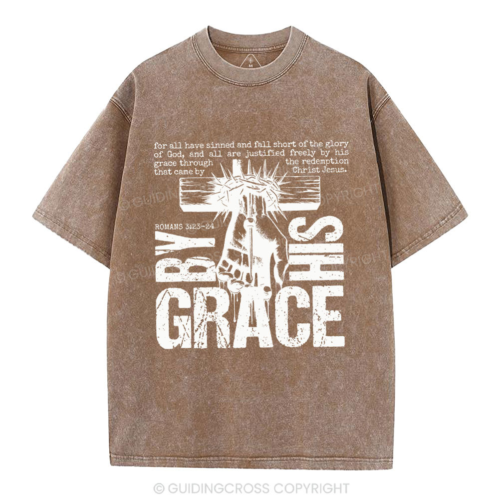 By His Grace Christian Washed T-Shirt