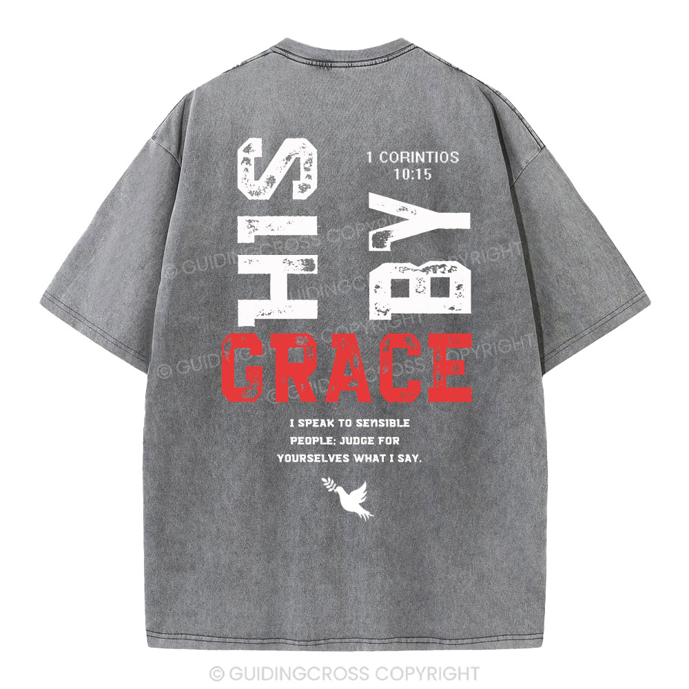 By His Grace Christian Washed T-Shirt