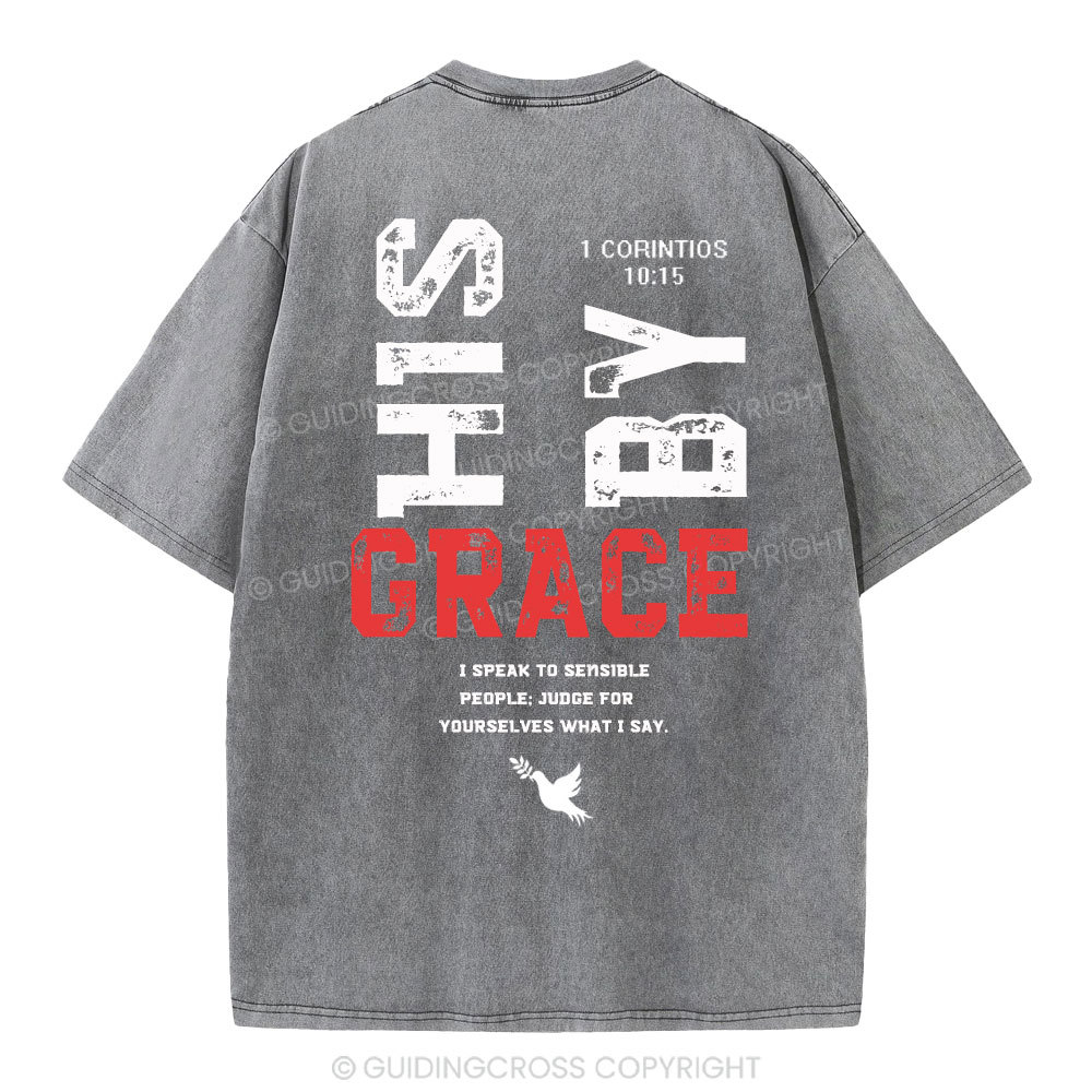 By His Grace Christian Washed T-Shirt