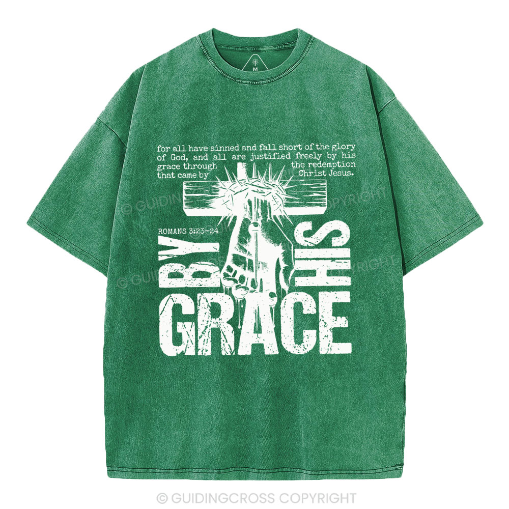 By His Grace Christian Washed T-Shirt