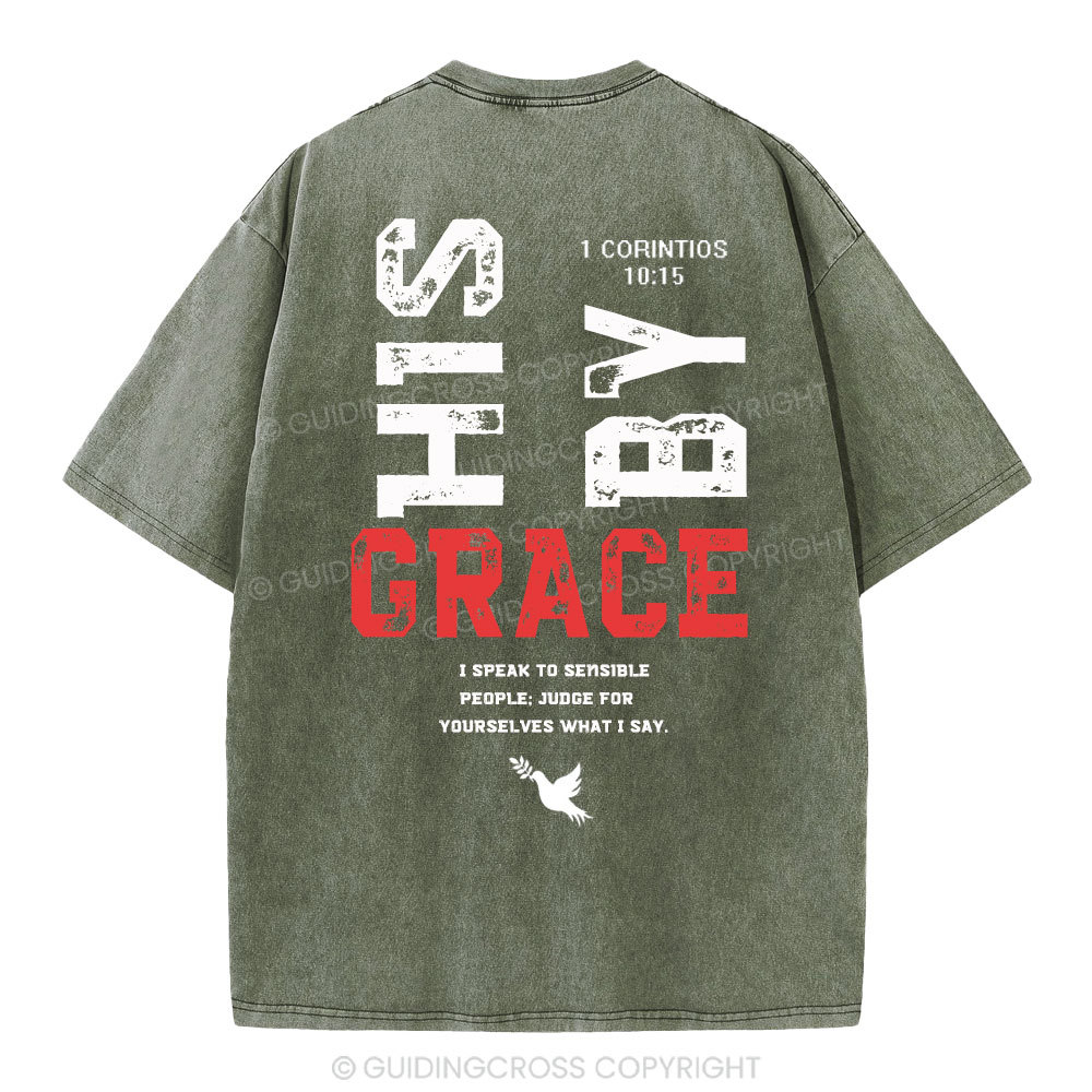 By His Grace Christian Washed T-Shirt