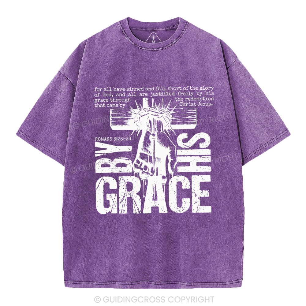 By His Grace Christian Washed T-Shirt