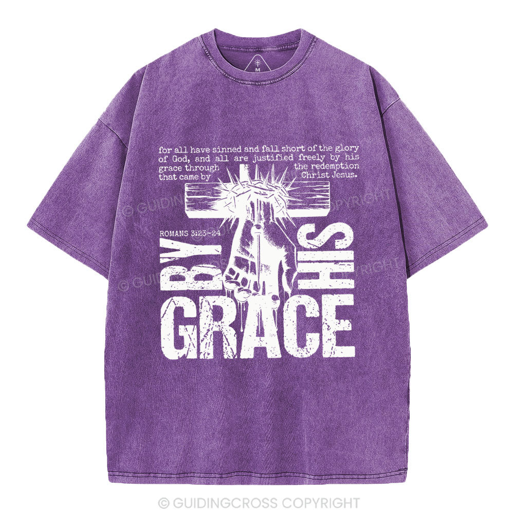By His Grace Christian Washed T-Shirt