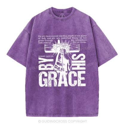 By His Grace Christian Washed T-Shirt