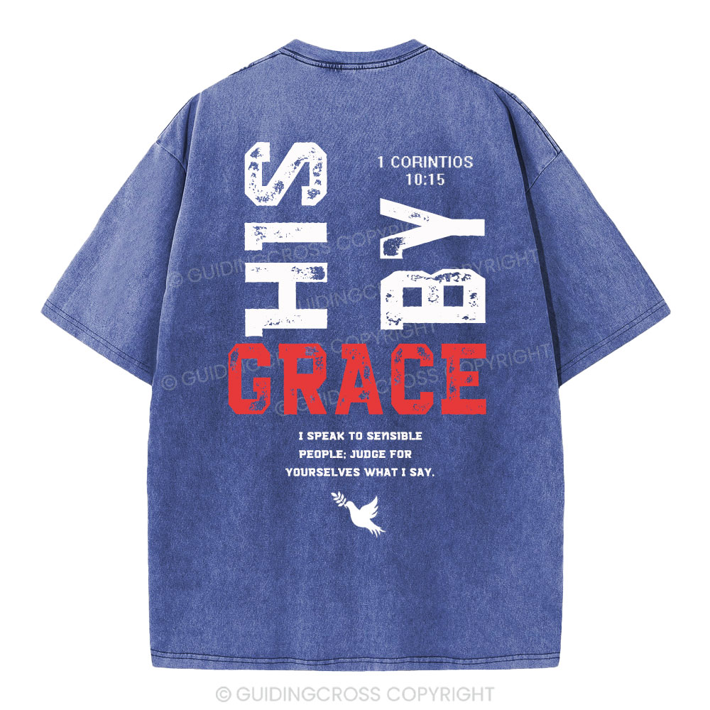 By His Grace Christian Washed T-Shirt