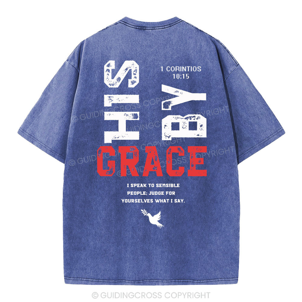 By His Grace Christian Washed T-Shirt