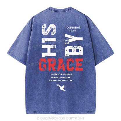 By His Grace Christian Washed T-Shirt