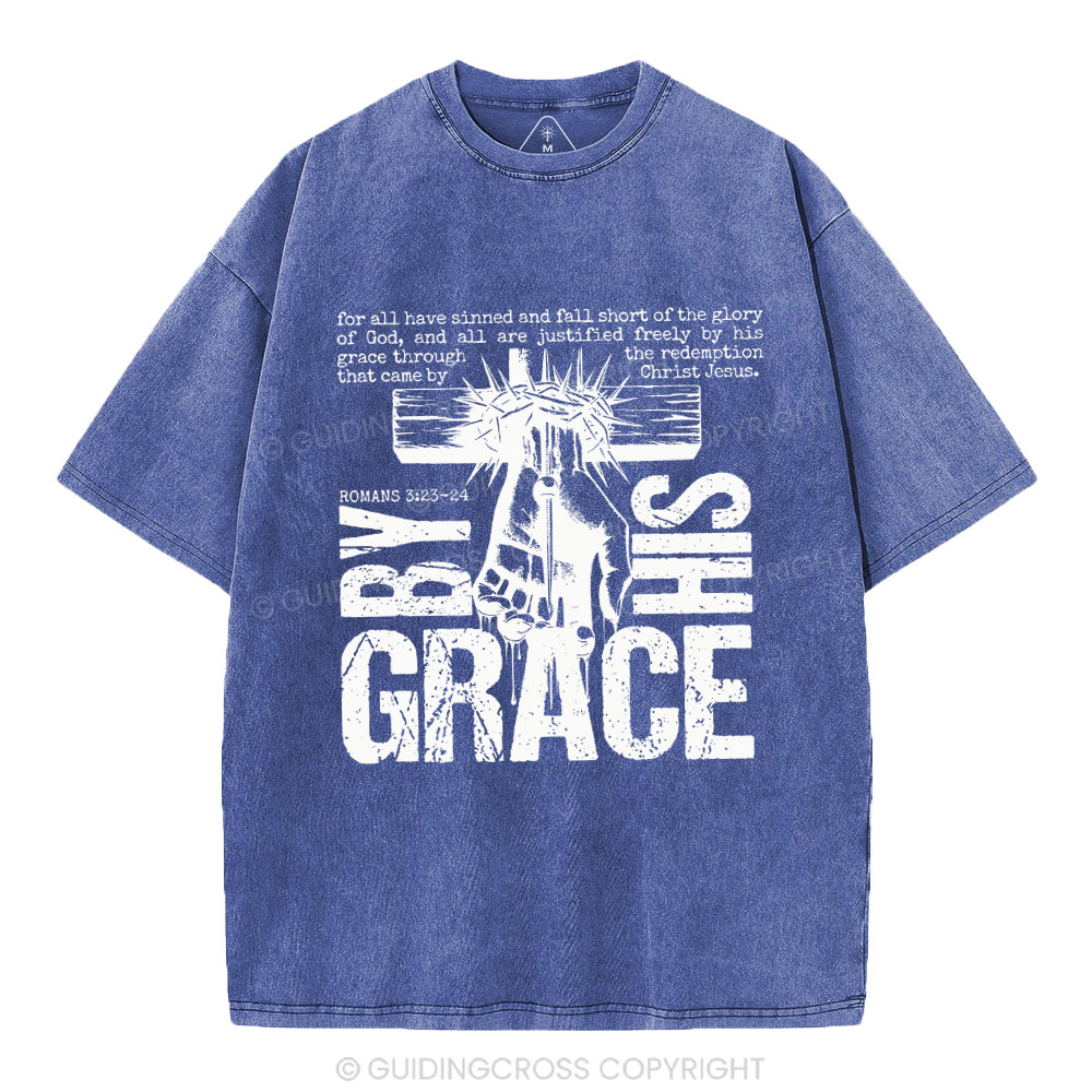 By His Grace Christian Washed T-Shirt