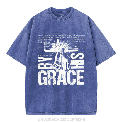 By His Grace Christian Washed T-Shirt