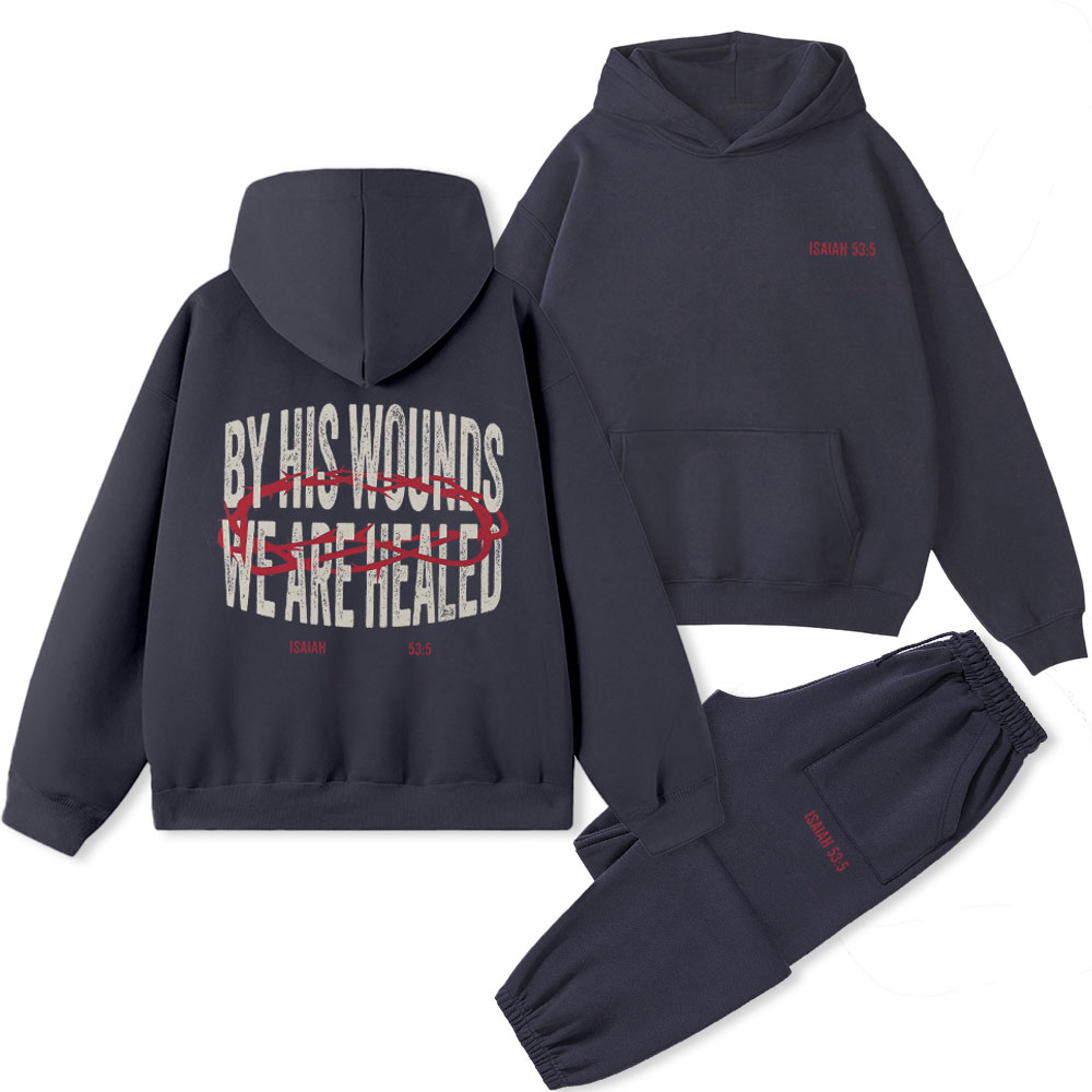 By His Wonds We Are Healed Christian Fleece Hoodie Set