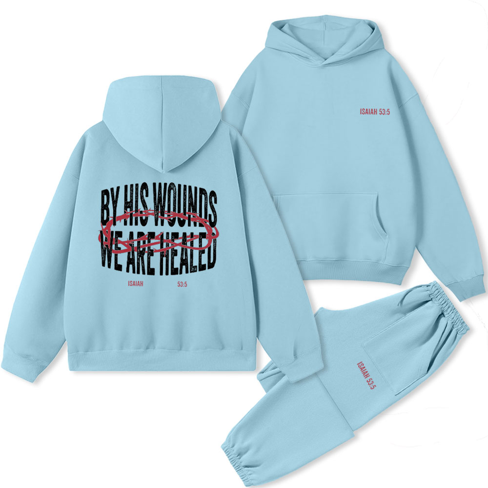 By His Wonds We Are Healed Christian Fleece Hoodie Set