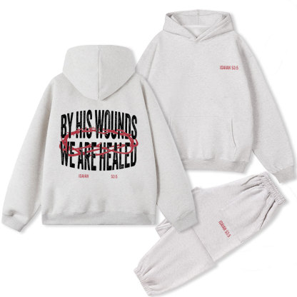 By His Wonds We Are Healed Christian Fleece Hoodie Set