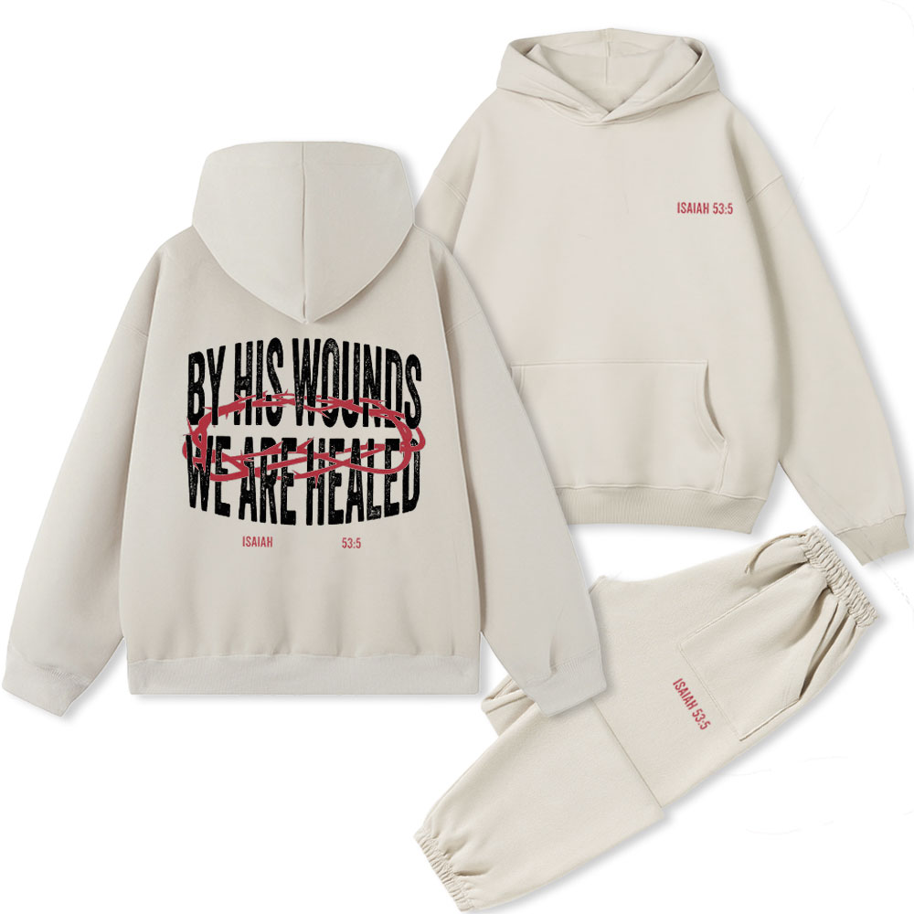 By His Wonds We Are Healed Christian Fleece Hoodie Set