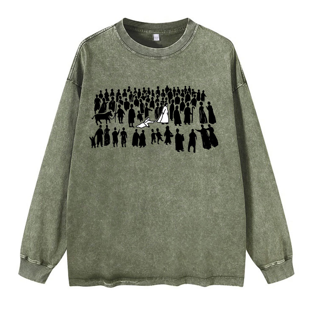 By His Wounds Chirstian Washed Long Sleeve T-Shirt