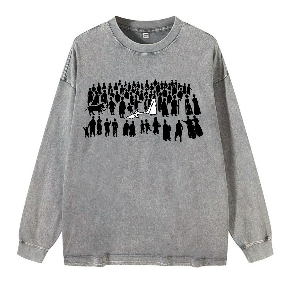 Sample Washed Long Sleeve T-Shirt Sale - GuidingCross
