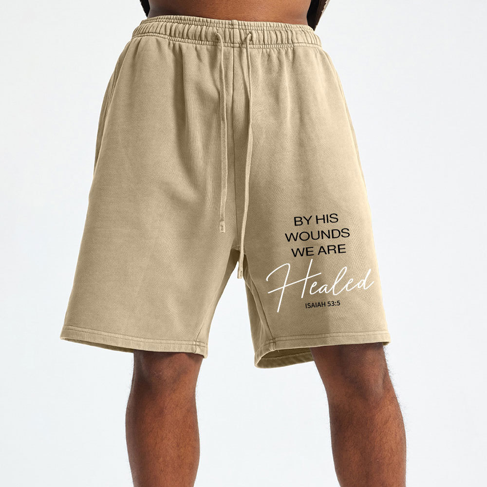 By His Wounds Christian Washed Shorts