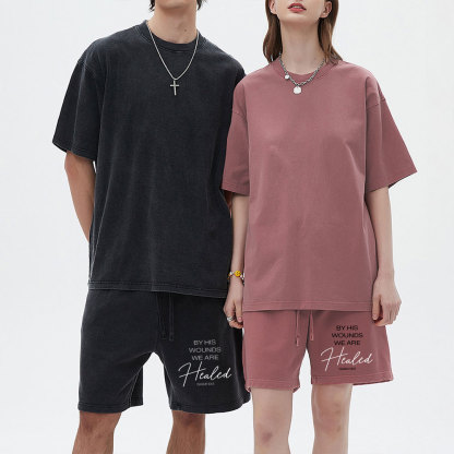 By His Wounds Christian Washed Shorts