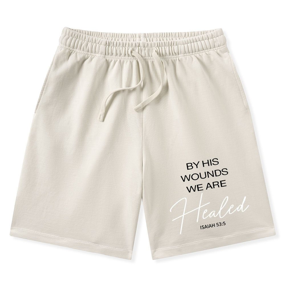 By His Wounds Christian Washed Shorts