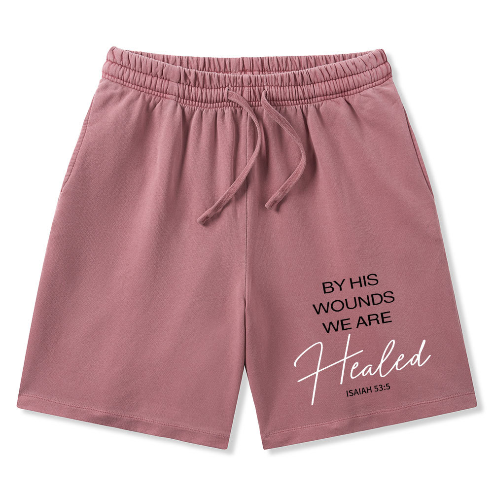 By His Wounds Christian Washed Shorts