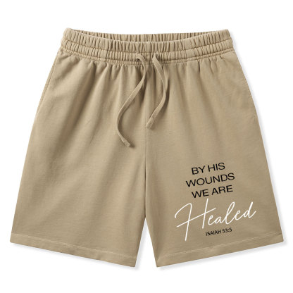 By His Wounds Christian Washed Shorts