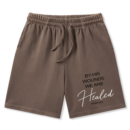 By His Wounds Christian Washed Shorts