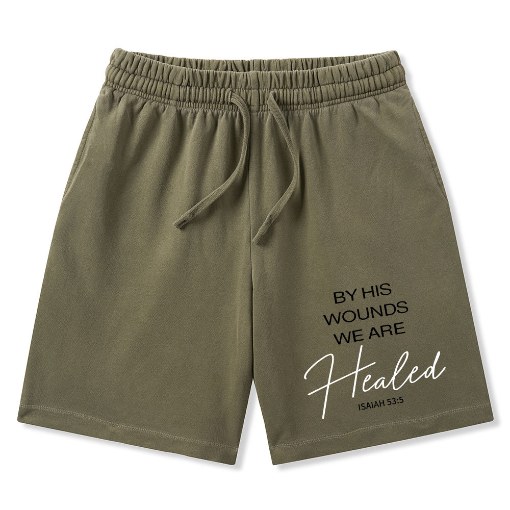 By His Wounds Christian Washed Shorts