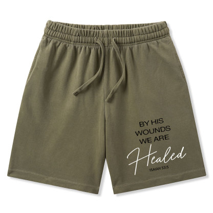 By His Wounds Christian Washed Shorts