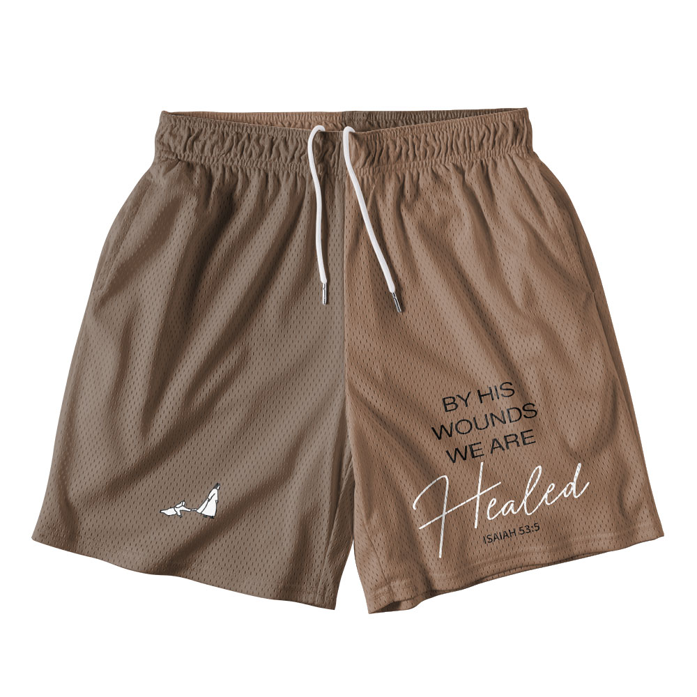 By His Wounds We Are Healed Christian Mesh Shorts