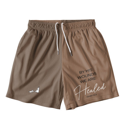 By His Wounds We Are Healed Christian Mesh Shorts