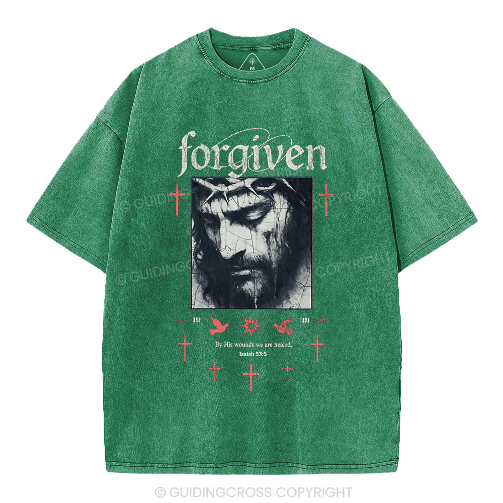 By His Wounds We Are Healed Christian Washed T-Shirt