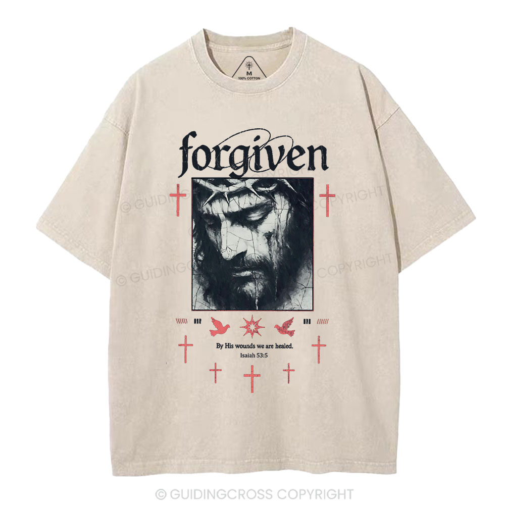 By His Wounds We Are Healed Christian Washed T-Shirt