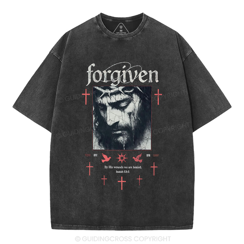 By His Wounds We Are Healed Christian Washed T-Shirt