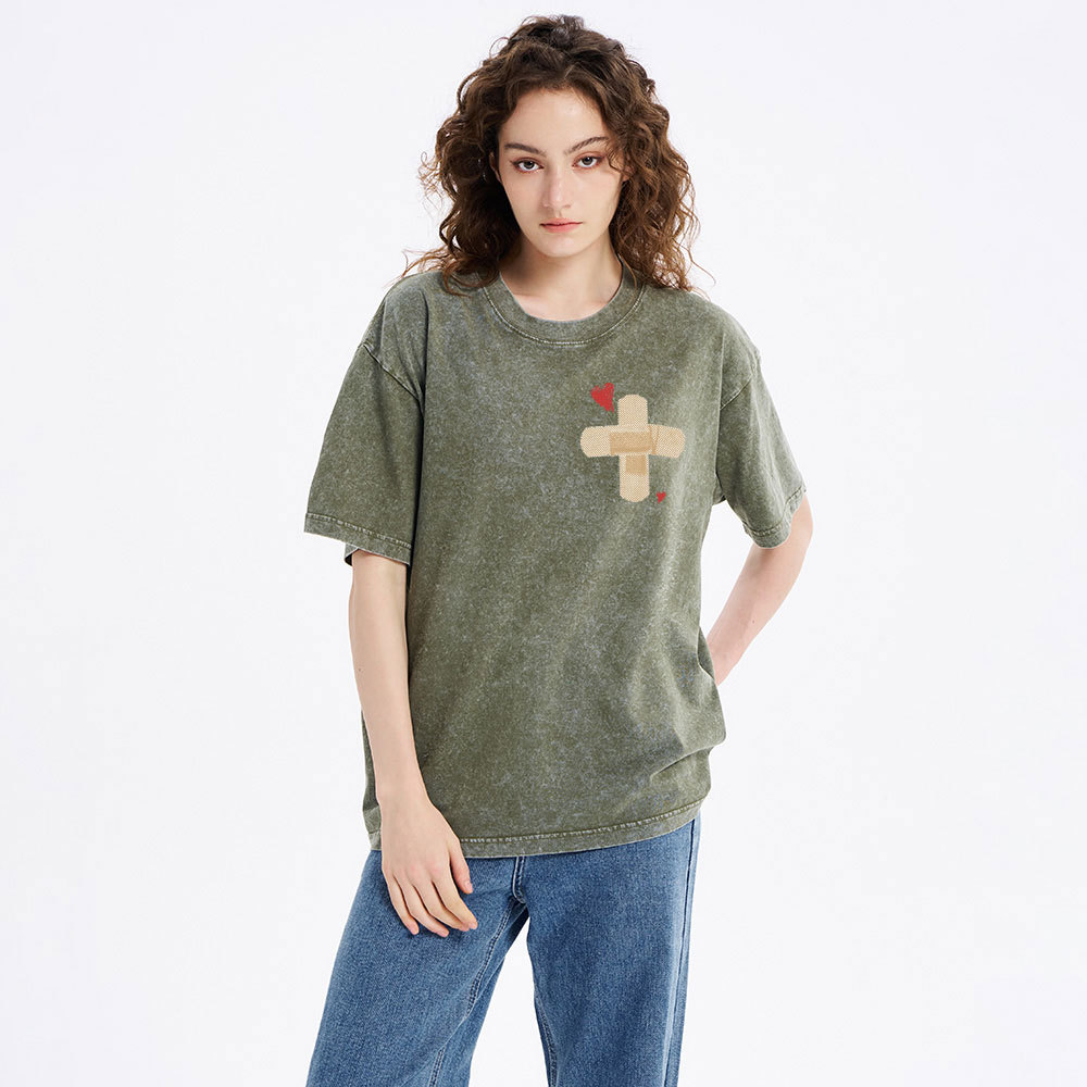 By His Wounds We Are Healed Christian Washed T-Shirt