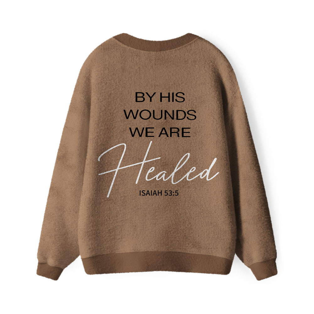 By His Wounds  We Are Healed Furry Christian Lightweight Cardigan